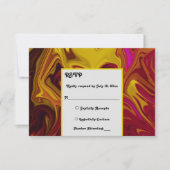 赤エレガント黄抽象芸術絵を描ファインアート結婚s 出欠カード (正面)