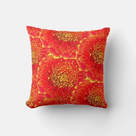 赤エレガント黄花模様パターン クッション (正面)