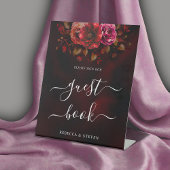 赤エレガント黒のフローラ結婚は気分良くシックな 台座サイン