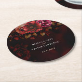 赤エレガント黒のフローラ結婚は、気分屋でロマンチック ラウンドペーパーコースター (アングル)