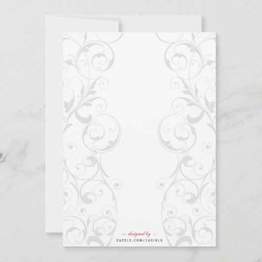 赤エレガント黒の仮装結婚式招待状 招待状 (裏面)