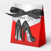 赤エレガント黒ハイヒール靴 フェイバーボックス (正面サイド)