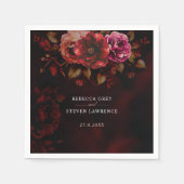 赤エレガント黒フローラロマンチックなムーディ結婚ー スタンダードカクテルナプキン (正面)