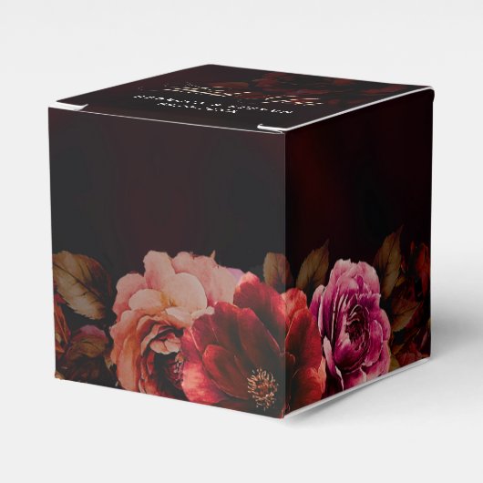 赤エレガント黒フローラ結婚のゴシック様式のロマンチック フェイバーボックス (正面サイド)