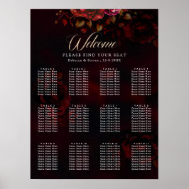赤エレガント黒フローラ結婚のロマンチックなゴシック ポスター