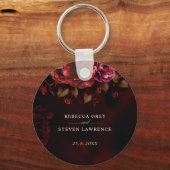 赤エレガント黒フローラ結婚のロマンチックな キーホルダー (正面)