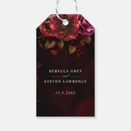 赤エレガント黒フローラ結婚のロマンチックな ギフトタグ