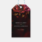 赤エレガント黒フローラ結婚のロマンチックな ギフトタグ (裏面)