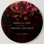 赤エレガント黒フローラ結婚のロマンチックな 缶バッジ (正面)