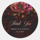 赤エレガント黒フローラ結婚は感謝してい君 ラウンドシール (正面)