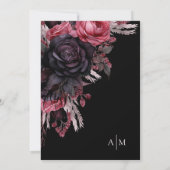 赤エレガント黒フローラ結婚ズ 招待状 (裏面)