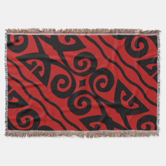 赤エレガント黒モダン スローブランケット (正面)
