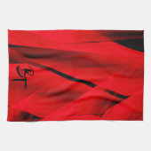 赤エレガント黒抽象デザインイニシャル キッチンタオル (横)