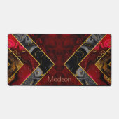 赤エレガント黒金ゴールドガーリー幾何学 デスクマット (正面)