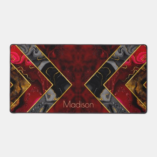 赤エレガント黒金ゴールドガーリー幾何学 デスクマット (正面)