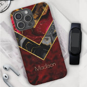 赤エレガント黒金ゴールドガーリー幾何学 Case-Mate iPhoneケース