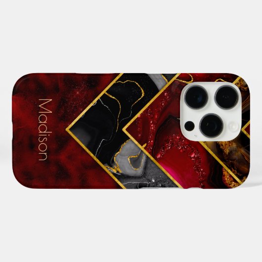 赤エレガント黒金ゴールドガーリー幾何学 Case-Mate iPhoneケース (裏面 (横))