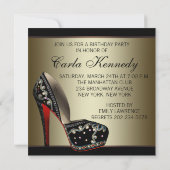 赤エレガント黒金ゴールドハイヒール誕生会 招待状 (裏面)