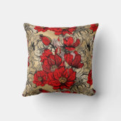 赤エレガント黒金ゴールドバラ花柄 クッション (裏面)