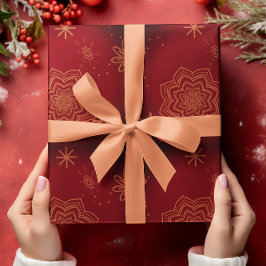 赤エレガント黒金ゴールドフローラ ラッピングペーパー