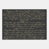 赤エレガント黒金ゴールド手書きメリークリスマス ラッピングペーパーシート (正面3)