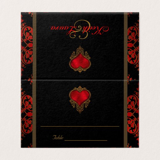 赤エレガント黒金ゴールド結婚テーブル座席表 (外部フラット)