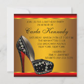 赤エレガント黒金ゴールド誕生会 招待状 (裏面)