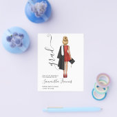 赤エレガント黒・白のガールグラード招待状 チラシ (シングル)