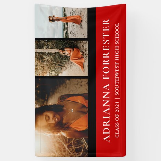 赤エレガント黒| 3枚の写真 横断幕 (縦)