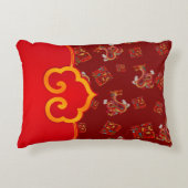 赤エレガント龍中国の新年ラッキー記号福 アクセントクッション (正面)