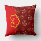 赤エレガント龍中国の新年ラッキー記号福 クッション (裏面)