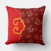 赤エレガント龍中国の新年ラッキー記号福 クッション (正面)