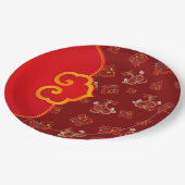 赤エレガント龍中国の新年ラッキー記号福 ペーパープレート (アングル)