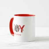 赤エレガント1フォトジョイシンプルカスタムクリスマス マグカップ (正面左)