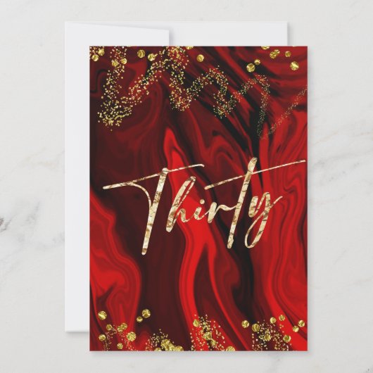 赤エレガント30歳の誕生日招待状 招待状 (裏面)