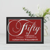 赤エレガント50番目の誕生日招待状 招待状 (スタンド正面)