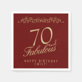 赤エレガント70と素晴らしいオーナメント70誕生日 スタンダードカクテルナプキン (正面)