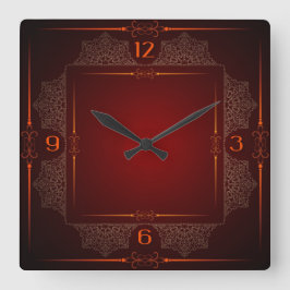 赤エレガント スクエア壁時計