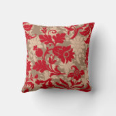 赤エレガント、トープ、ベージュフローラ クッション (裏面)