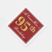 赤エレガント、フェイク金ゴールド95誕生日+名前をカスタムする スタンダードランチョンナプキン (角)