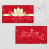 赤エレガント《写真》ぼけ味金ゴールドロータスフラワーヨガ霊気 名刺 (正面/裏面)