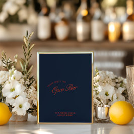 赤エレガント&深いブルーオープンバーの結婚サイン