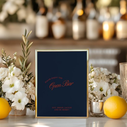 赤エレガント&深いブルーオープンバーの結婚サイン