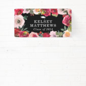 赤エレガント&赤面ピンクフローラ卒業 横断幕 (インサイチュ)