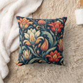 赤エレガント&金ゴールド花柄ピロー クッション (ブランケット)