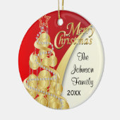 赤エレガント、金ゴールド、白のクリスマス | DIY写真 セラミックオーナメント (左)