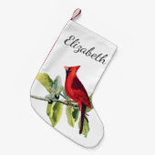 赤エレガント（鳥）ショウジョウコウカンチョウの鳥とスクリプト内の名前 スモールクリスマスストッキング (正面 (吊り時))
