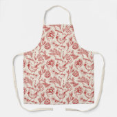赤エレガント（鳥）ショウジョウコウカンチョウの鳥、松と冬の果実 エプロン (正面)