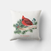 赤エレガント(鳥)ショウジョウコウカンチョウパイン植物性クリスマス クッション (裏面)