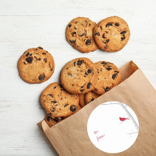 赤エレガント（鳥）ショウジョウコウカンチョウ冬ミニマリストから ラウンドシール